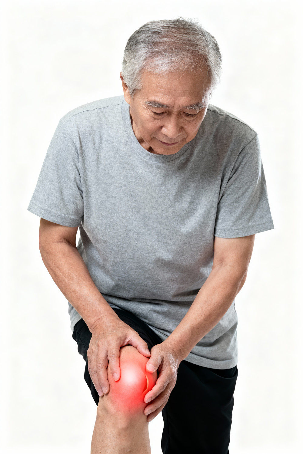 jimeng-2025-11-20-5777-平视图,写实医疗提示风格,竖向构图,老年男士手扶膝盖(膝盖部位红色高亮)呈现膝关....jpg